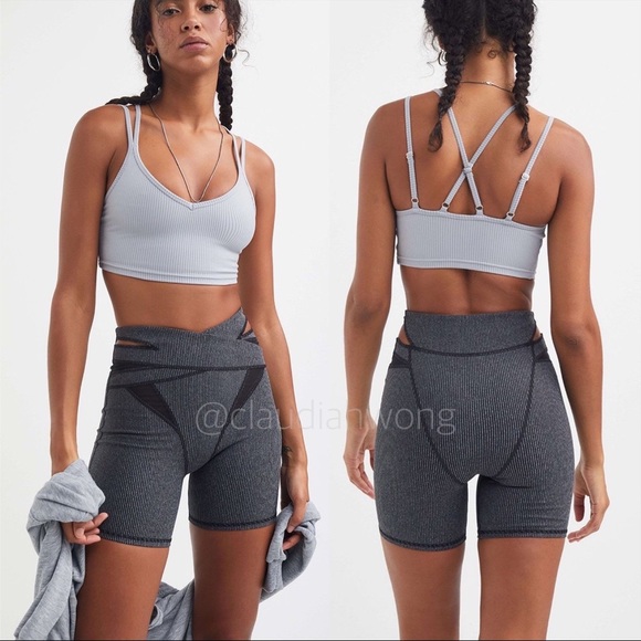 New FOR LOVE & LEMONS x Victoria’s Secret Cutout Ribbed Biker Shorts in Grey - Picture 5 of 10